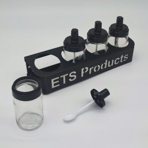 ETS Aluminiumhalter mit 200ml Vorratsgläsern und Dosierlöffel