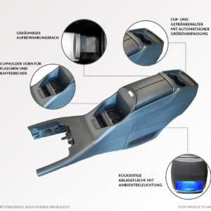 Mittelkonsole für Mercedes Benz Vito / V-Klasse (W447) schwarz mit Kühlschrank